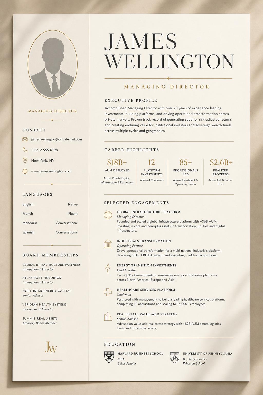 Executive CV — Managing Director