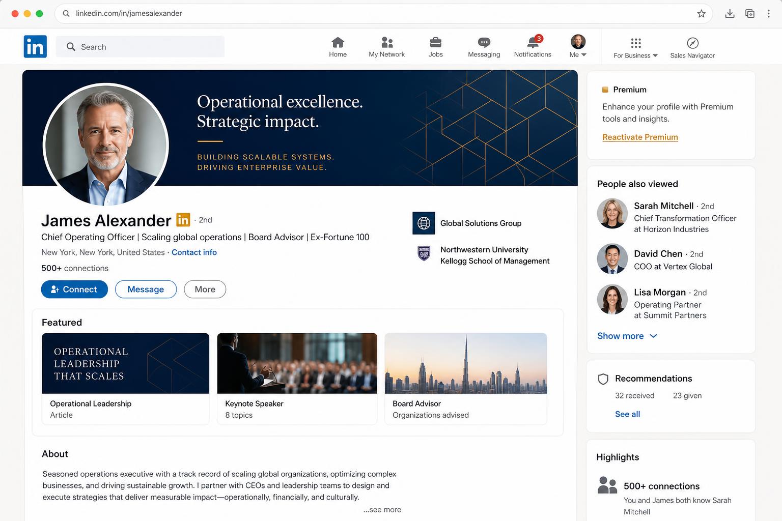 LinkedIn profile optimization