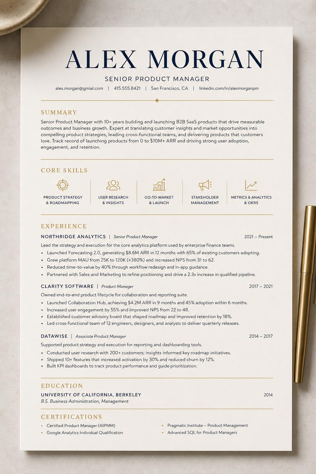 Senior resume — Product Manager